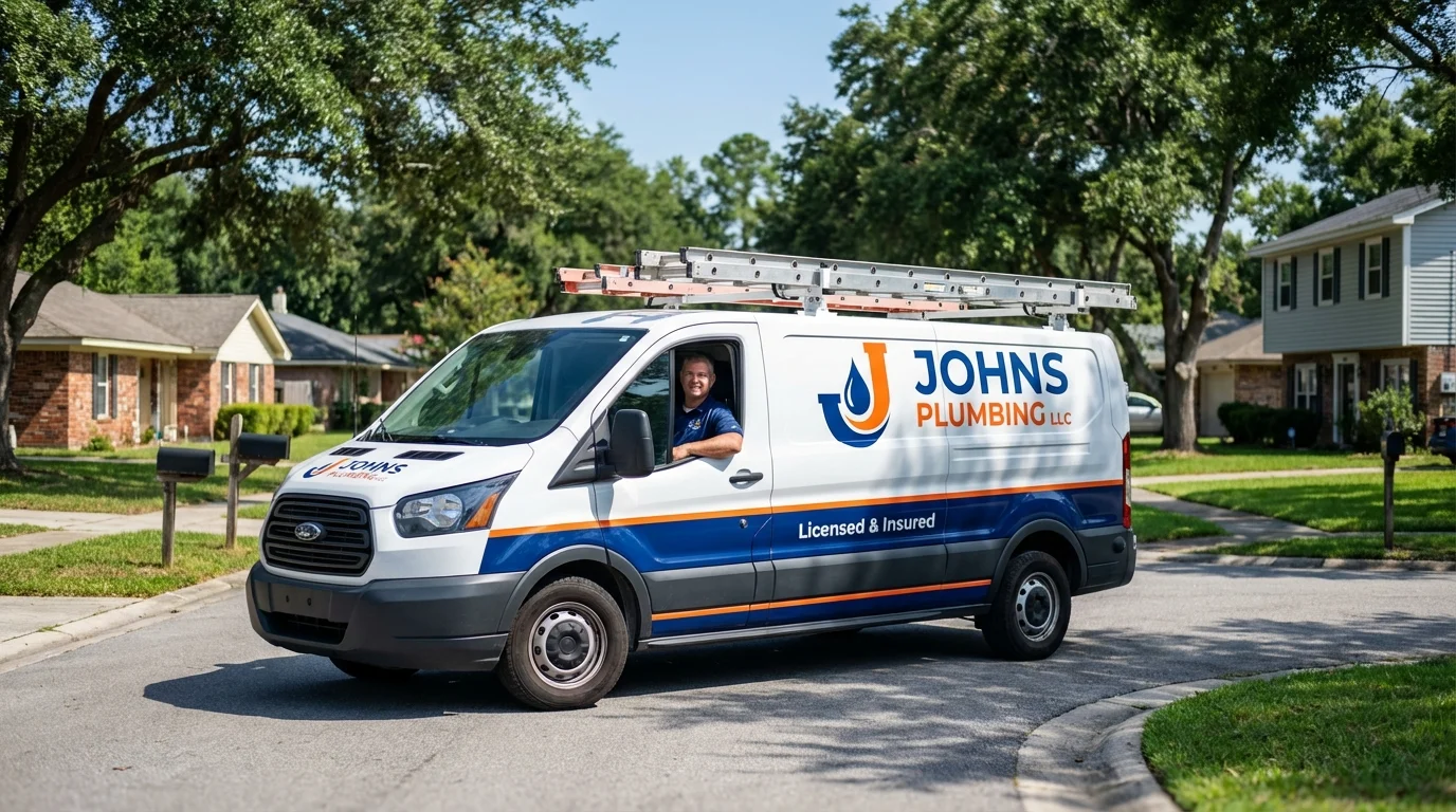 Johns Plumbing LLC service van in Saucier, MS
