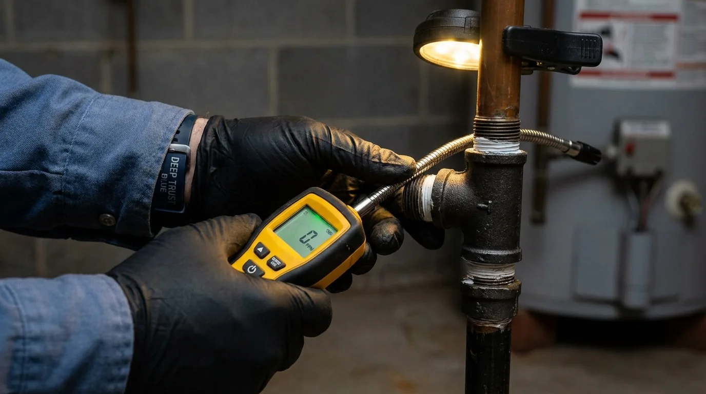 Gas leak detection with electronic sniffer by Johns Plumbing LLC in Saucier