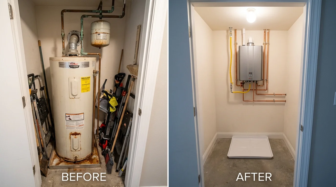 Tank water heater versus wall-mounted tankless unit comparison for Saucier, MS homeowners