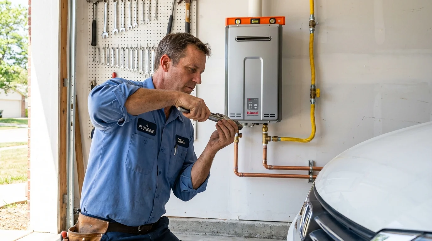 Tankless water heater installation by a Johns Plumbing LLC plumber in Saucier